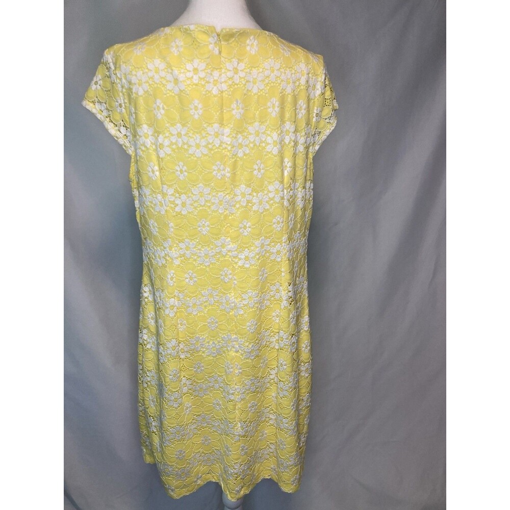 Yellow Floral Lace Dress Womens 16 Sheath Whimsical Kawaii Twee Coquette - Picture 4 of 15